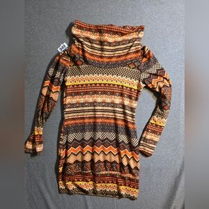 Filly Flair Multicolor Geometric Sweater Dress XL. Form Fitting. Bohemian.